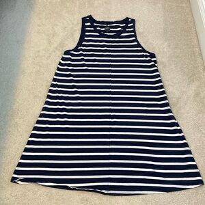 Gap L navy & white striped A-line dress 👗